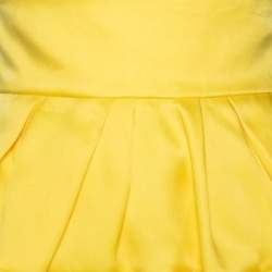 Dior Yellow Silk Pleat Detail Short Skirt S