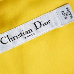 Dior Yellow Silk Pleat Detail Short Skirt S