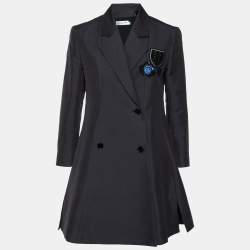 Pre Owned Dior Blue Cotton Sequin Embellished Double Breasted Blazer M