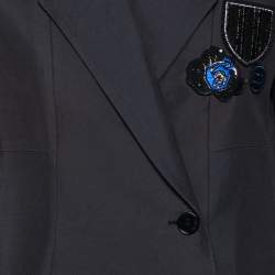 Pre Owned Dior Blue Cotton Sequin Embellished Double Breasted Blazer M