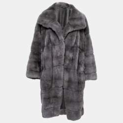 Dior Vintage Grey Fur & Leather Reversible Coat L