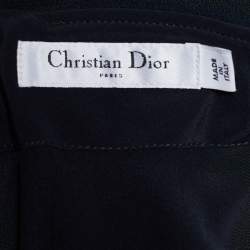 Dior Midnight Blue Textured Wool High Waist Pencil Skirt L