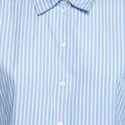 Pre Owned Dior Blue & White Striped Cotton Button Front Shirt M