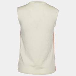 Pre Owned Dior Orange Sequinned Cashmere Silk Sleeveless Top M