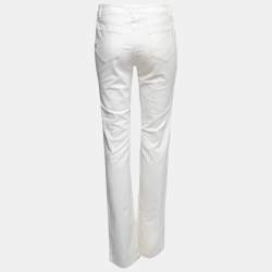 Dior Ivory Denim Logo Embroidered Straight Leg Jeans M