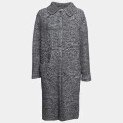Christian Black and Grey Knit Long Sleeve Button Front Long Cardigan M