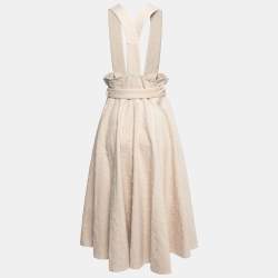 Dior Light Beige Distressed Denim Belted Dungarees M