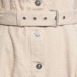 Dior Light Beige Distressed Denim Belted Dungarees M