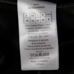 Dior Black Leather Wrap Detail Skirt M