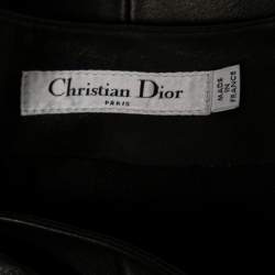 Dior Black Leather Wrap Detail Skirt M