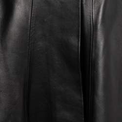 Dior Black Leather Wrap Detail Skirt M