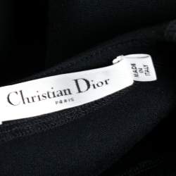 Pre Owned Dior Navy Blue Wool Crest Embellished Peplum Top M