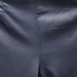 Pre Owned Dior Blue Leather Zipped Hem Detail Skinny Pants M