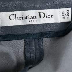 Pre Owned Dior Blue Leather Zipped Hem Detail Skinny Pants M