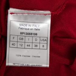 Dior Red Knit Ruffle Trimmed Short Sleeve Top M