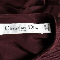Dior Burgundy Silk Sleeveless Asymmetric Peplum Top S