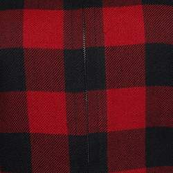 Dior Red & Black Checked Wool Frayed Hem Dress S
