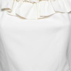 Pre Owned Dior White Crepe Ruffled Off Shoulder Midi Dress M 
