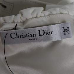 Pre Owned Dior White Crepe Ruffled Off Shoulder Midi Dress M 