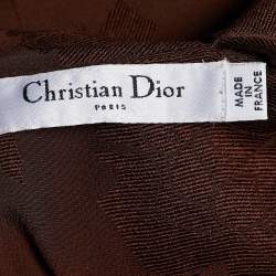 Dior Brown Floral Print Silk Button Detail Dress M