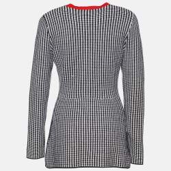 Pre Owned Dior Black/ White Wool Zip Front Cardigan M