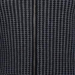Pre Owned Dior Black/ White Wool Zip Front Cardigan M
