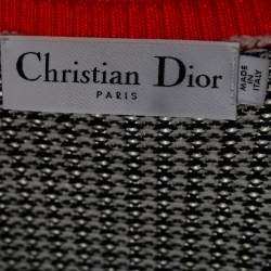 Pre Owned Dior Black/ White Wool Zip Front Cardigan M