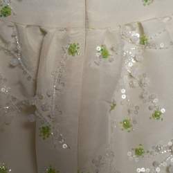 Dior Cream Silk Embellished Sleeveless Dress M