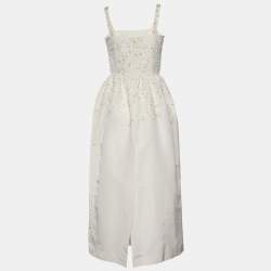 Dior Cream Silk Embellished Sleeveless Dress M