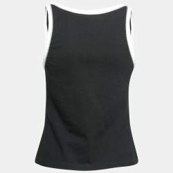 Dior Black and White Cotton Chain Embellished Sleeveless Tank Top L