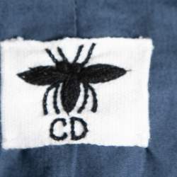 Pre Owned Dior Blue Hand Embroidered Denim Double Breasted Jacket M