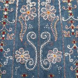 Pre Owned Dior Blue Hand Embroidered Denim Tassel Trimmed Skirt S