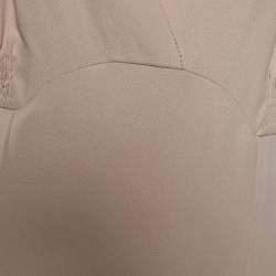 Pre Owned Christian Dior Beige Crepe V-Neck Dress L