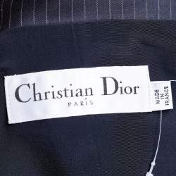 Dior Navy Blue Pinstripe Wool Skirt Suit L