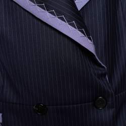 Dior Navy Blue Pinstripe Wool Skirt Suit L