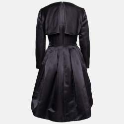 Pre Owned فستان جاكيت ديور حرير أزرق كحلي صر بفيونكة طيات قصير مقاس صغير (سمول)