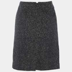 Pre Owned Christian Dior Dark Grey Wool Blend Pencil Skirt M