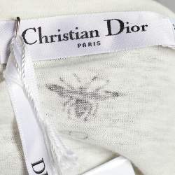 Pre Owned Dior Cream Heart Print Cotton Linen T-Shirt M