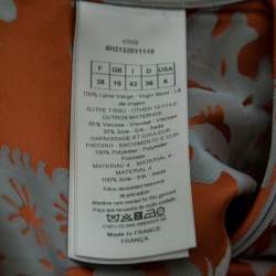 Pre Owned Dior Grey/Orange Floral Silk Skirt M