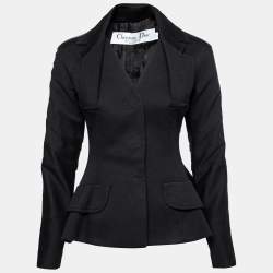 Dior Black Wool Flared Long Sleeve Jacket M