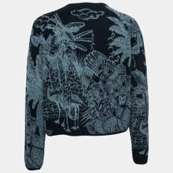 Dior Blue Cashmere Drawstring Detail Sweater M