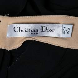 Dior Black Silk Sequin Embellished  Bow Detail Open Back Top M