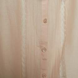 Pre Owned Dior Pale Pink Silk & Lace Ruffled Detail Blouse M