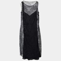 Dior Black Silk Lace Sleeveless Sheath Dress S