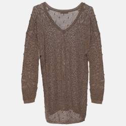 Pre Owned Dior Gold Lurex Knit Long Sleeve Jumper L 