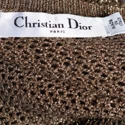 Pre Owned Dior Gold Lurex Knit Long Sleeve Jumper L 