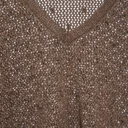 Pre Owned Dior Gold Lurex Knit Long Sleeve Jumper L 
