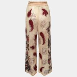مملوكة مسبقًا Dior Beige Floral Print Cashmere Drawstring Pants S