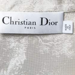 Christian Dior Light Grey & Gold Floral Jacquard Silk Pajama Shirt M