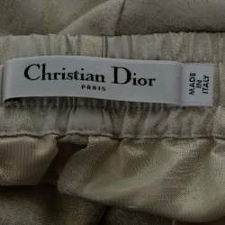 Pre Owned Dior Light Grey & Gold Floral Jacquard Silk Shorts L